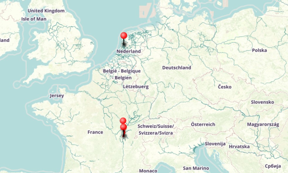 Carte de notre voyage vers les Pays-Bas